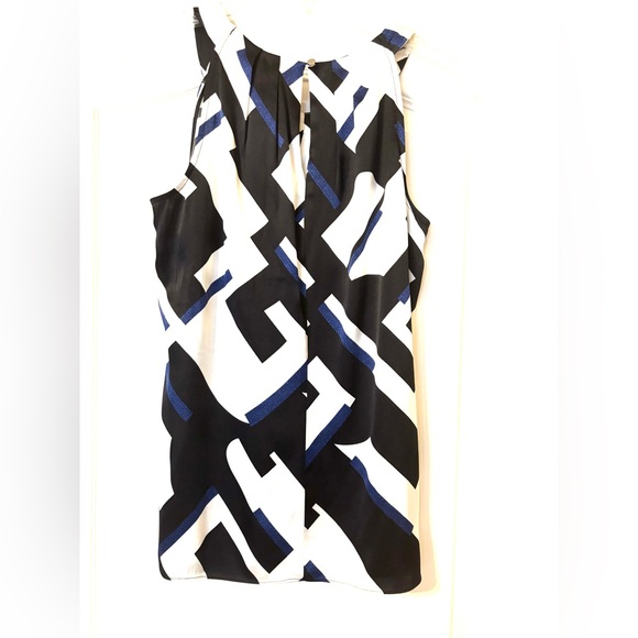WHBM Silk halter top blouse Black, white blue career Sz Small Medium - Picture 5 of 13